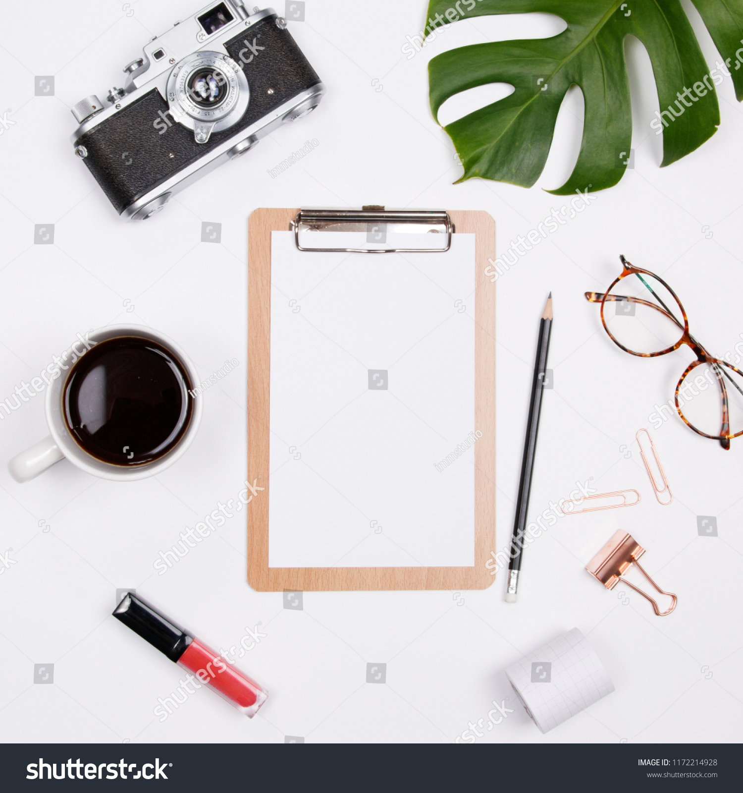 Download Clipboard Mockup Tropical Palm Leaf Vintage Stock Photo Edit Now 1172214928 PSD Mockup Templates