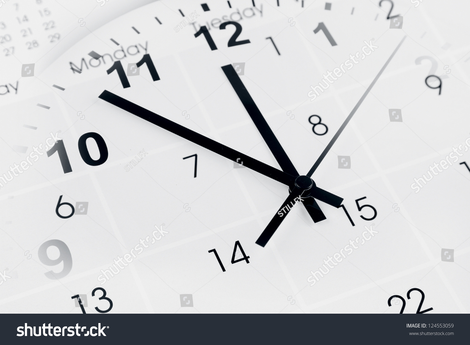  White Classic  Template Design Featuring Clock Face and Calendar