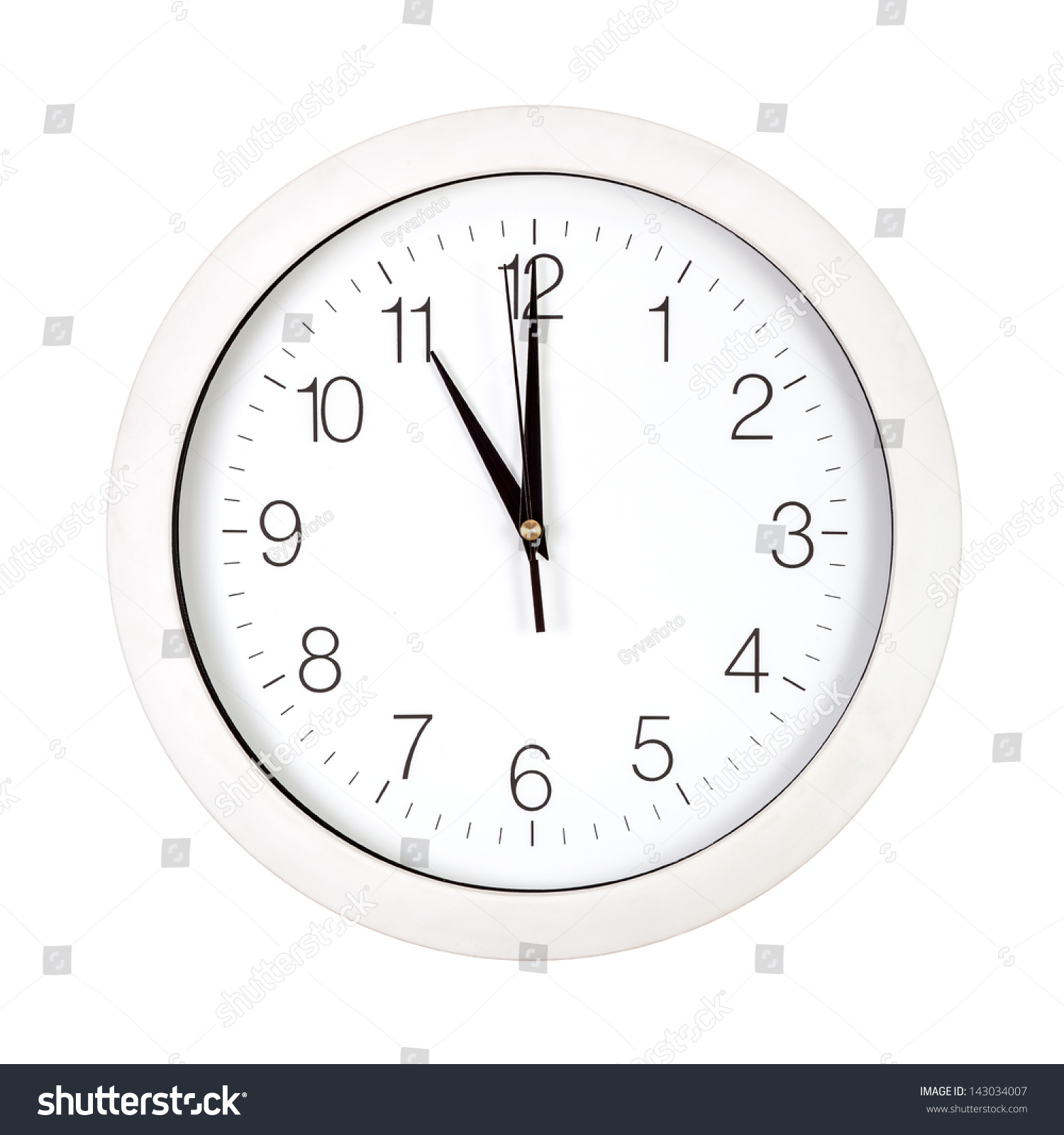 Clock Face Showing Eleven O'Clock Isolated On White Stock Photo ...