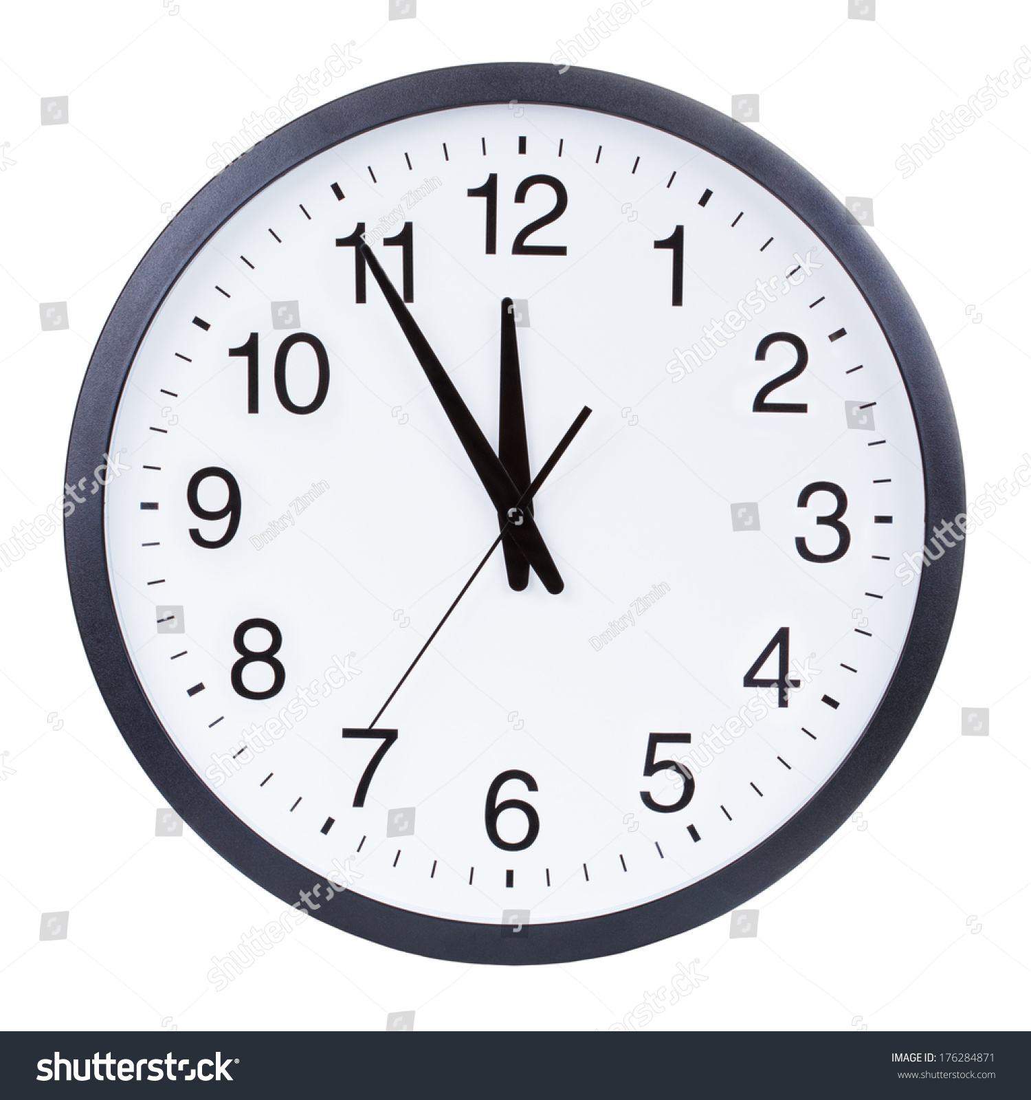 Clock Face Showing The Hands At Five Minutes To Midnight Stock Photo ...