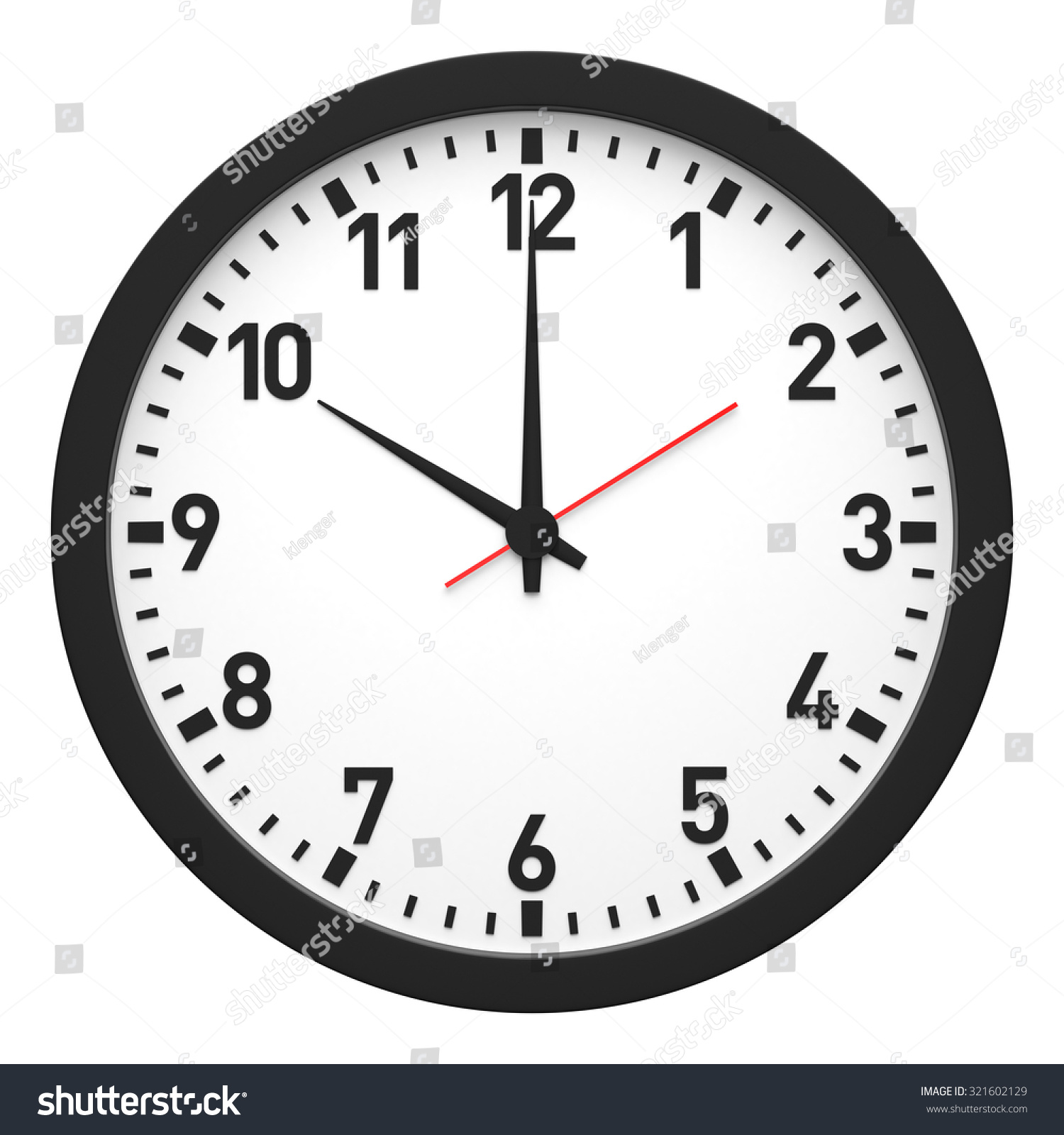 Clock Front View Isolated On White Stock Illustration 321602129 ...