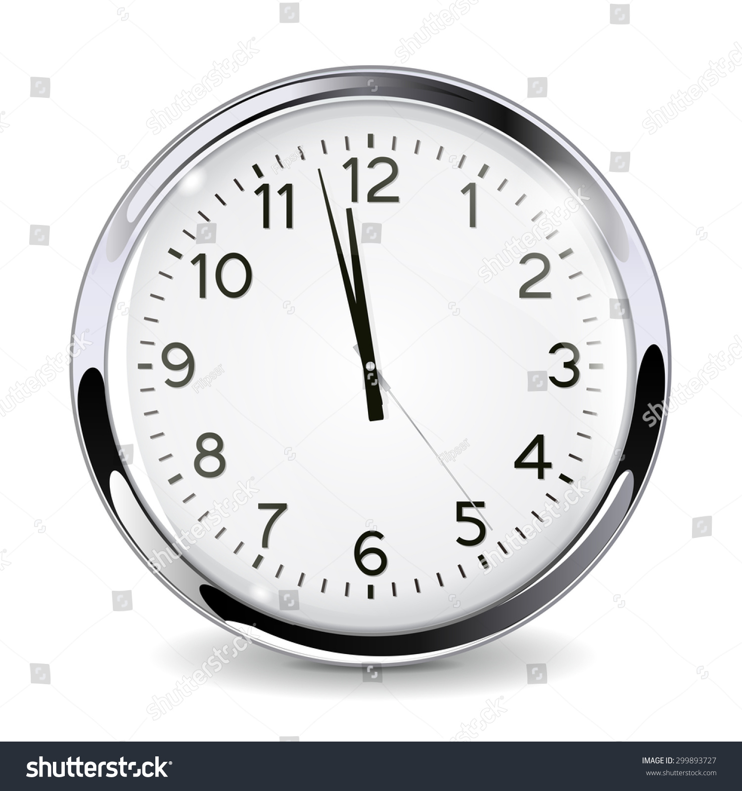 Clock Isolated On White Background Raster Stock Illustration 299893727