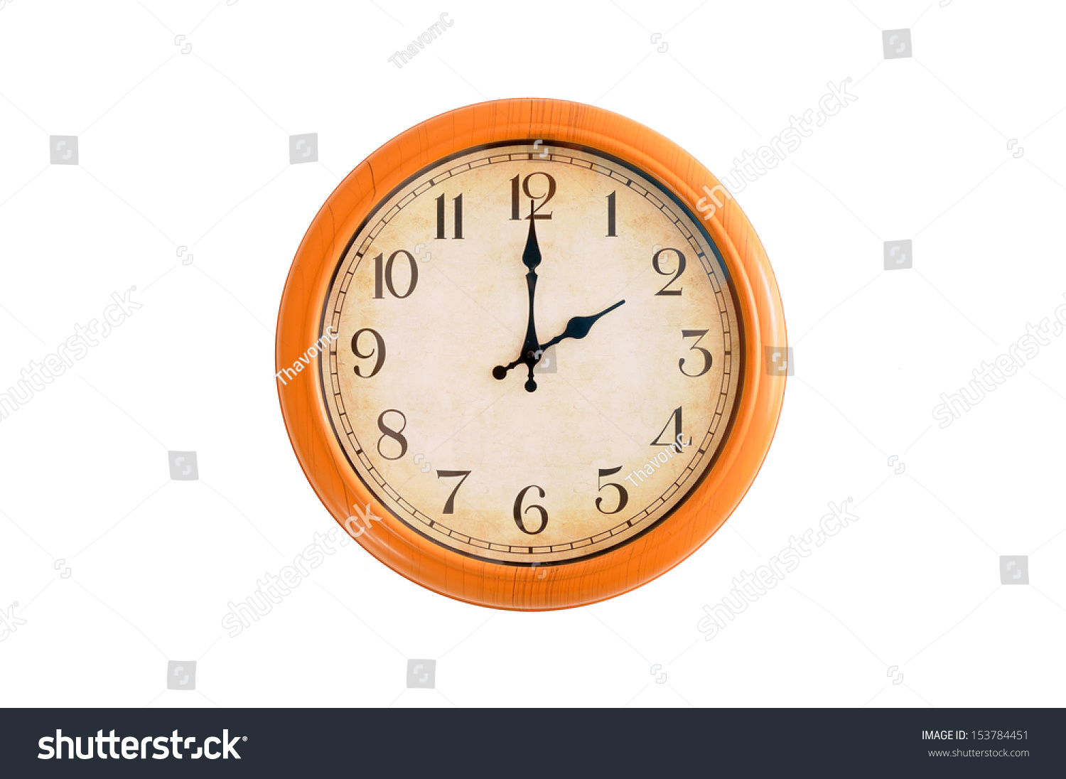 Clock Showing 2 O'Clock On A White Wall Stock Photo 153784451 ...