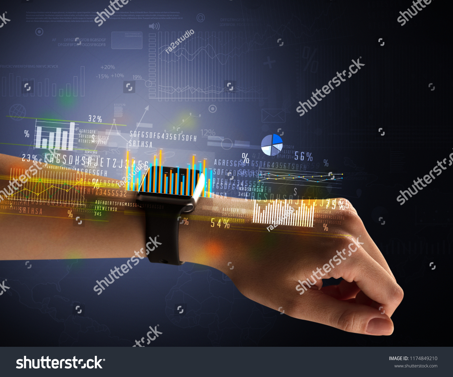 cloe naked female hand smartwatch financial stock photo edit now 1174849210 shutterstock