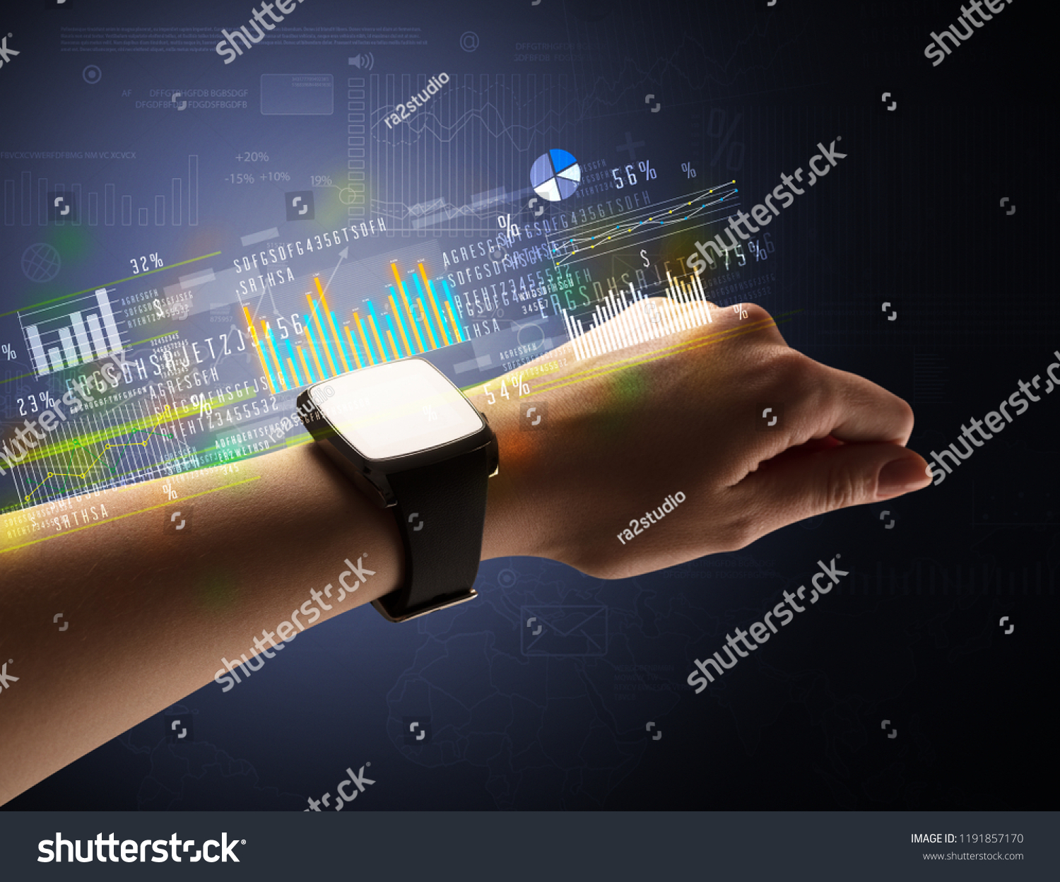 cloe naked female hand smartwatch financial stock photo edit now 1191857170 shutterstock