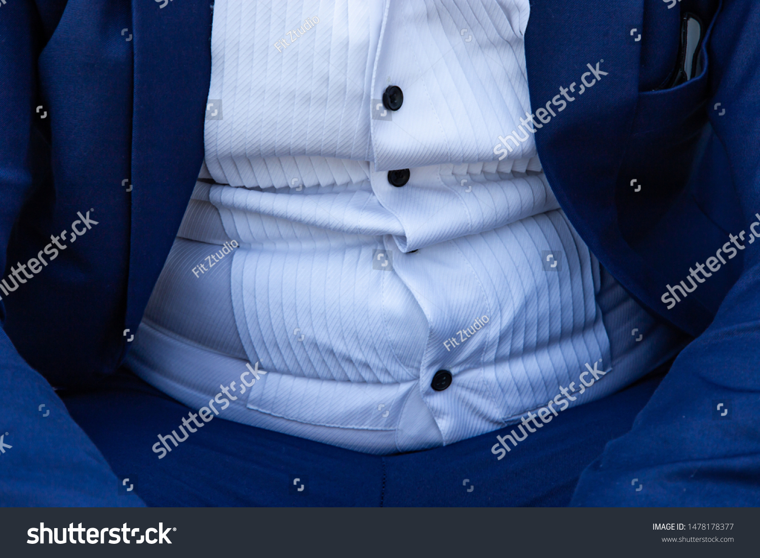 fat man in blue suit