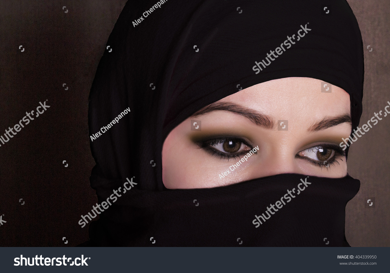 Closeup Beautiful Mysterious Eyes Eastern Woman Stock Photo 404339950 ...