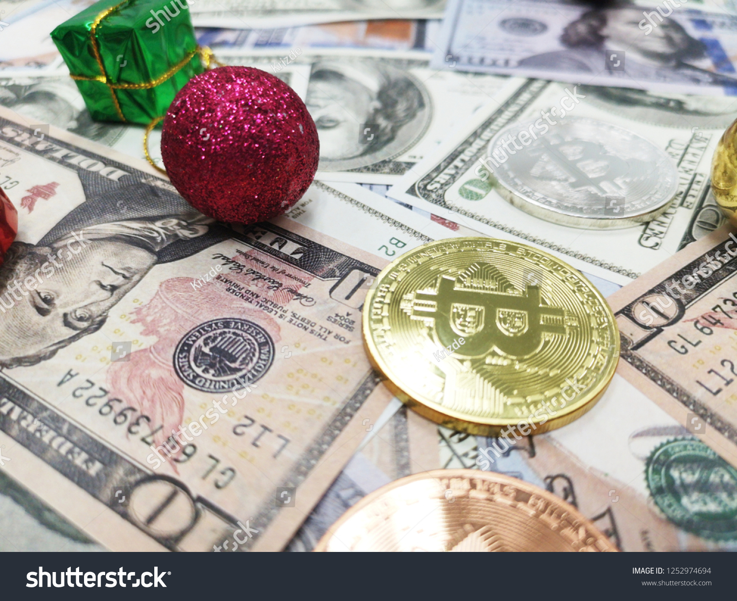 Close Bitcoin Dollars Exchange Bitcoin Business Sto!   ck Photo Edit - 