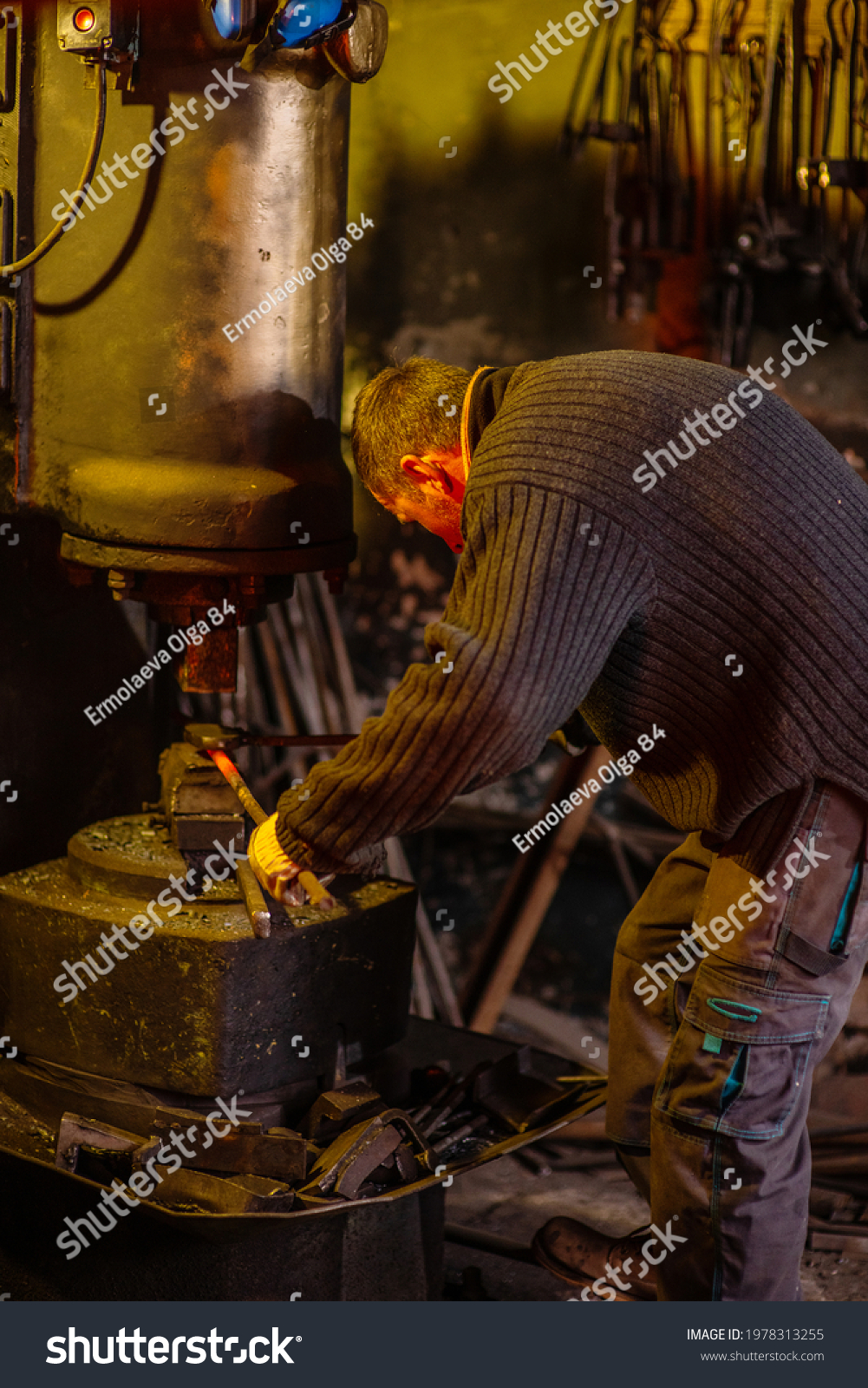 Close Blacksmith Forging Redhot Iron Billet Stock Photo Shutterstock