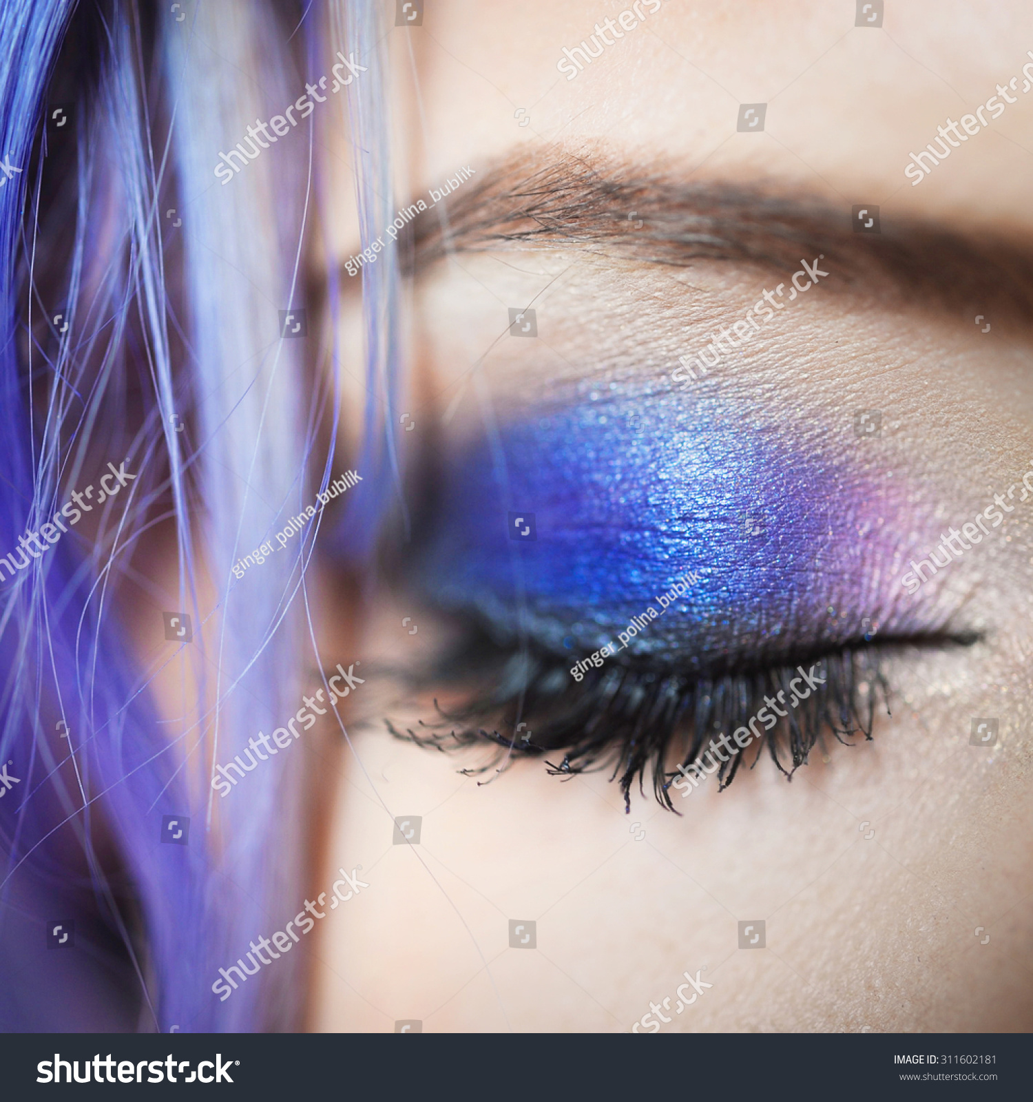 Closeup Blue Eye Beautiful Sexy Young Stock Photo Edit Now 311602181