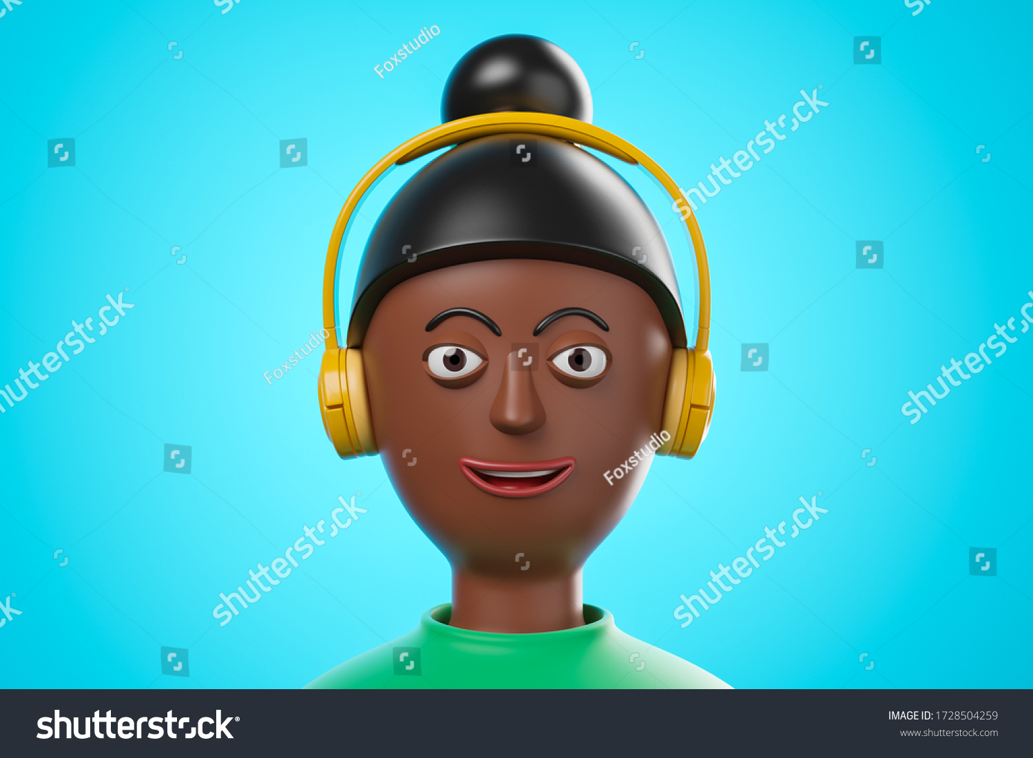 Close Cartoon Portrait Beautiful African American Stock Illustration