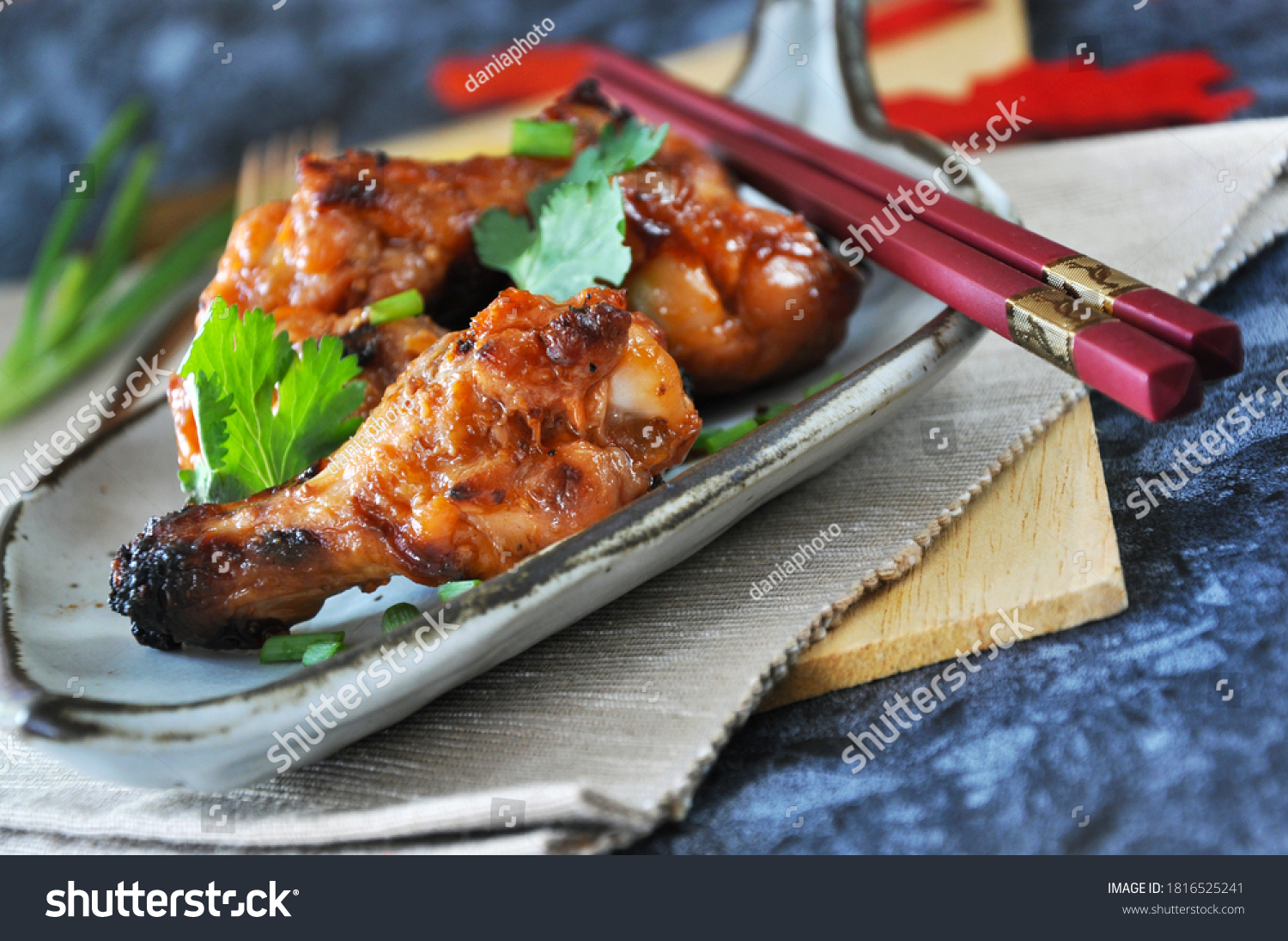 Close Chicken Drumsticks Fried Korean Barbecue Stock Photo (Edit Now