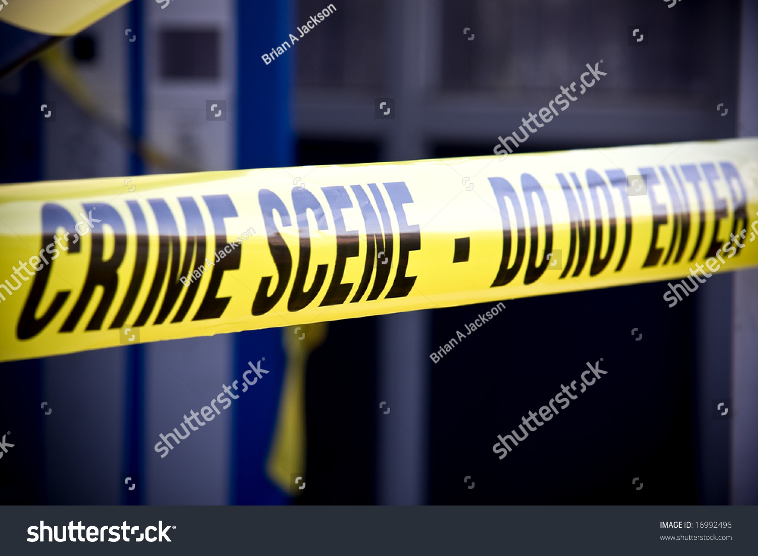 Close Up Crime Scene Investigation Police Boundary Tape Stock Photo ...