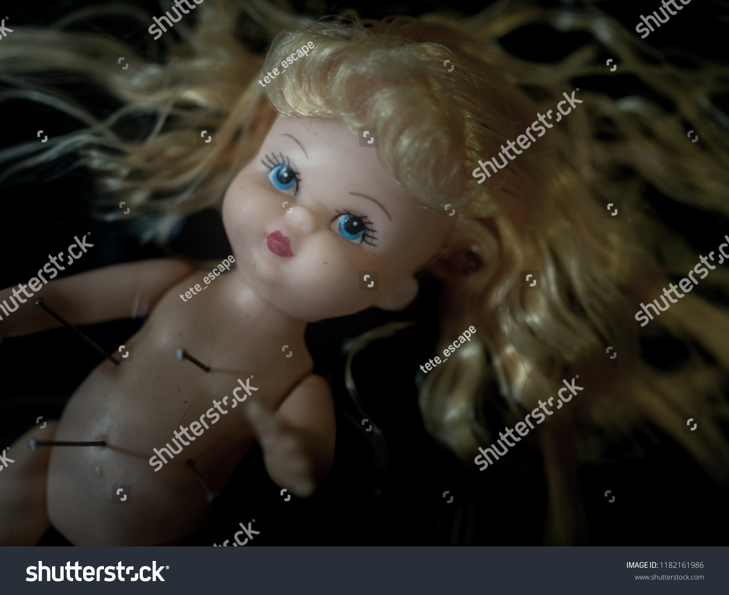 Closeup Dirty Baby Doll Blonde Hair Stock Photo Edit Now 1182161986