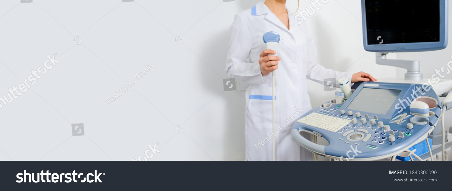 10 228 Ultrasonography Image Images Stock Photos Vectors Shutterstock   Stock Photo Close Up Doctor Hand Holding An Ultrasound Transducer Ultrasound Pregancy Examination Copy Space 1840300090 