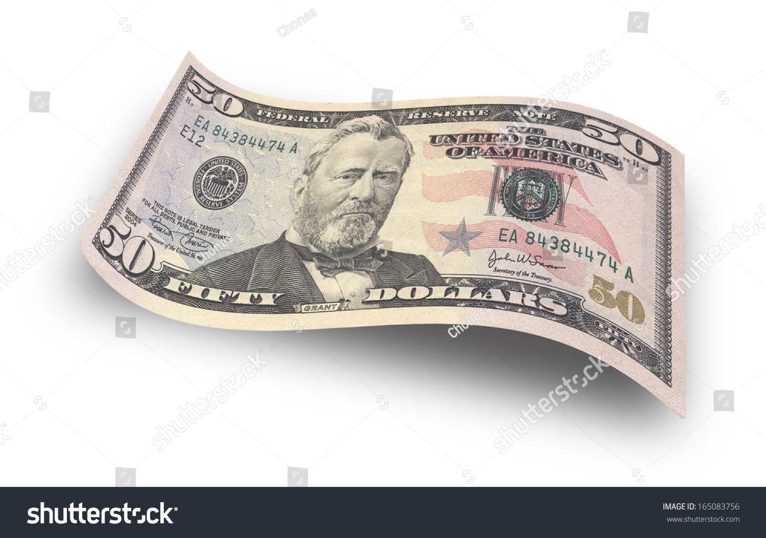 Close Up Fifty Dollar Banknote On White Background Stock Photo ...
