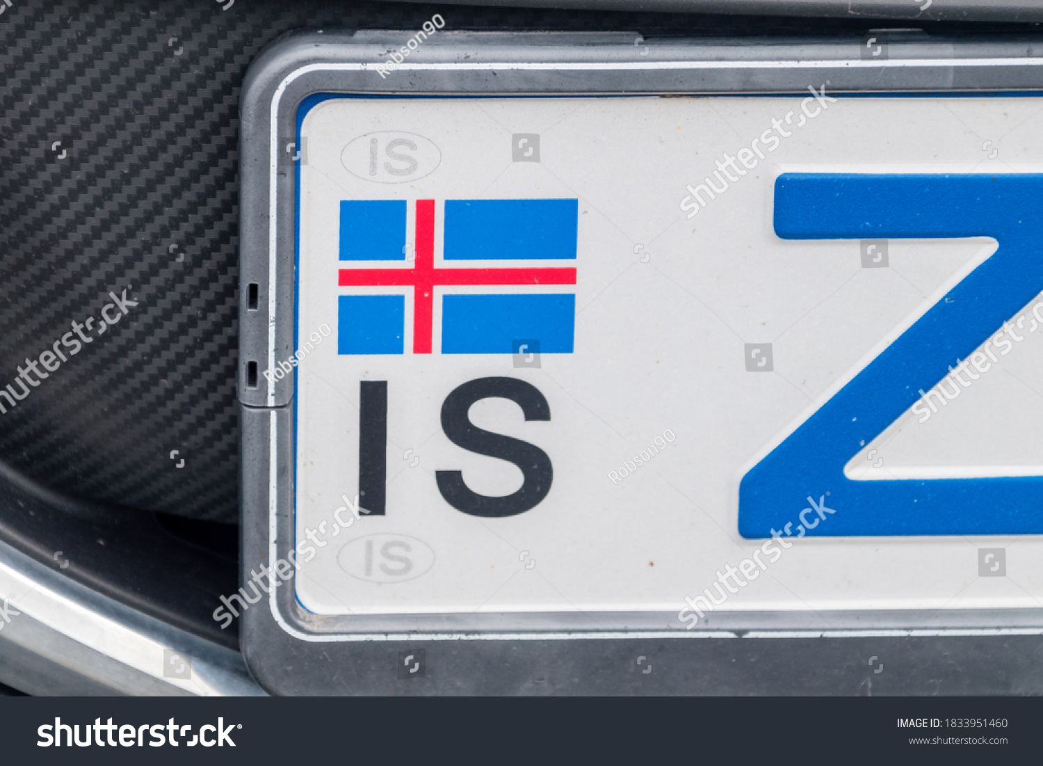 Closeup Iceland Flag On Vehicle Registration Stock Photo Edit Now 1833951460