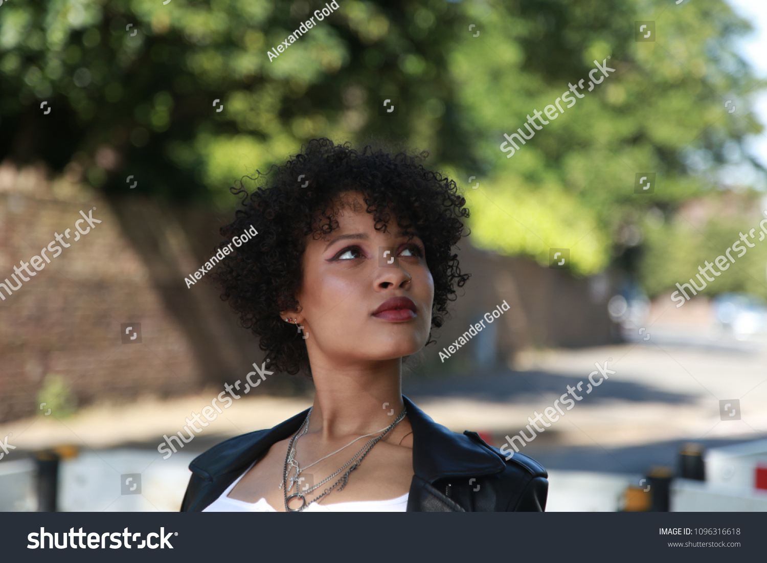 Close Headshot Portrait Black Woman Beautiful Stock Photo Edit