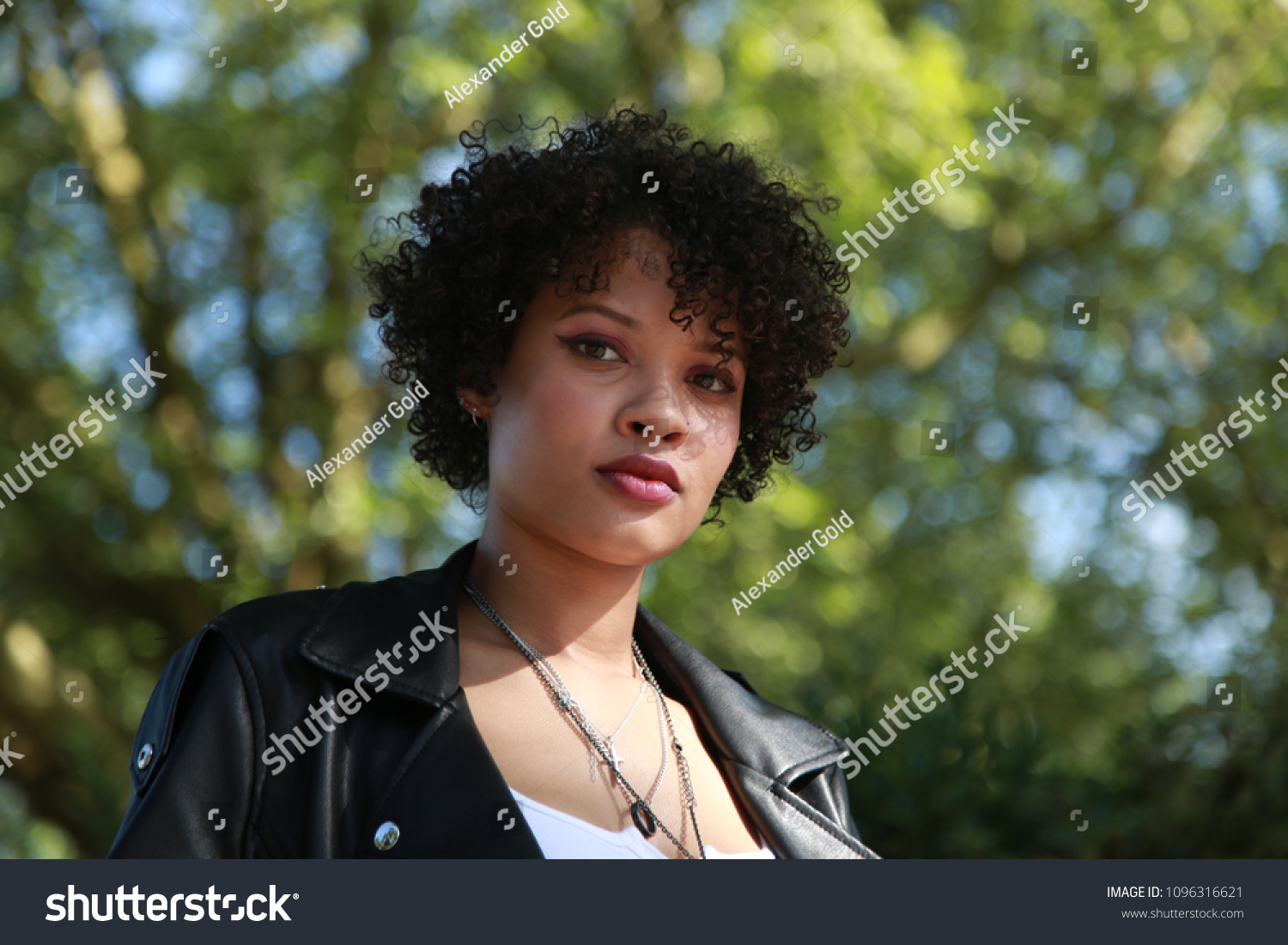 Close Headshot Portrait Black Woman Beautiful Stock Photo Edit