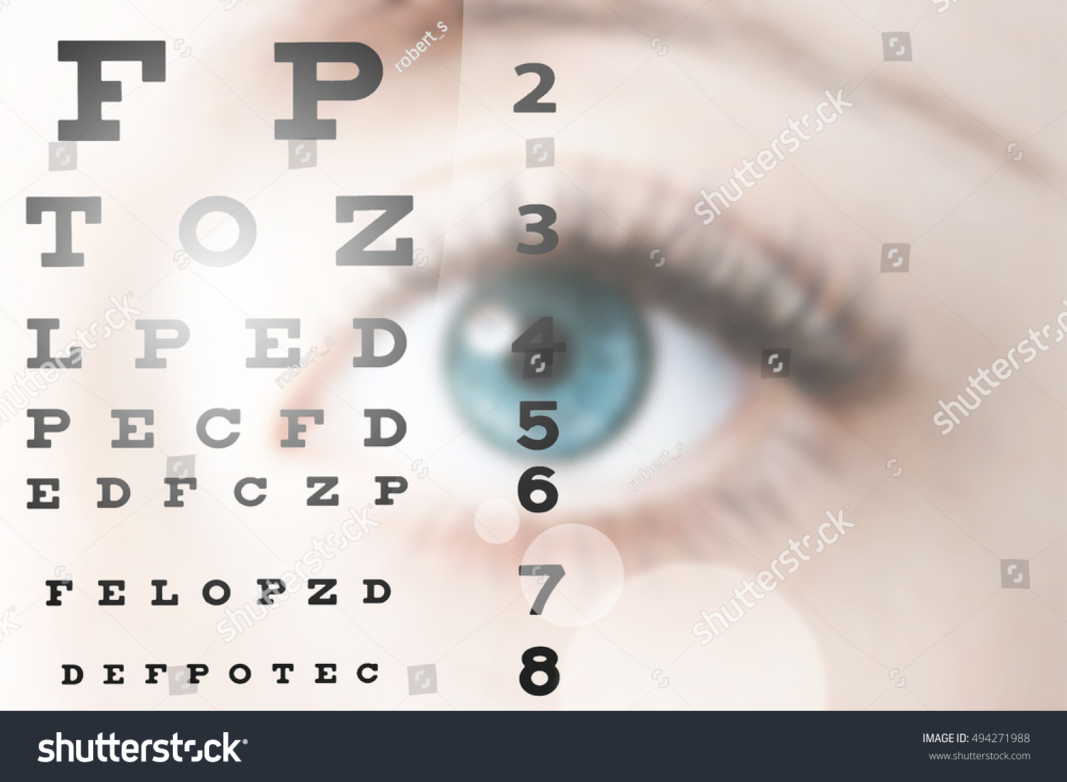 Close Up Image Of Human Eye Through Eye Chart Stock Photo 494271988 ...