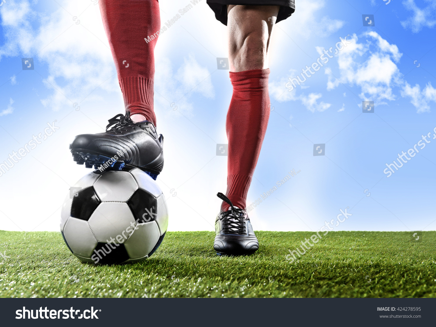 Close Legs Feet Football Player Red Stock Photo Edit Now