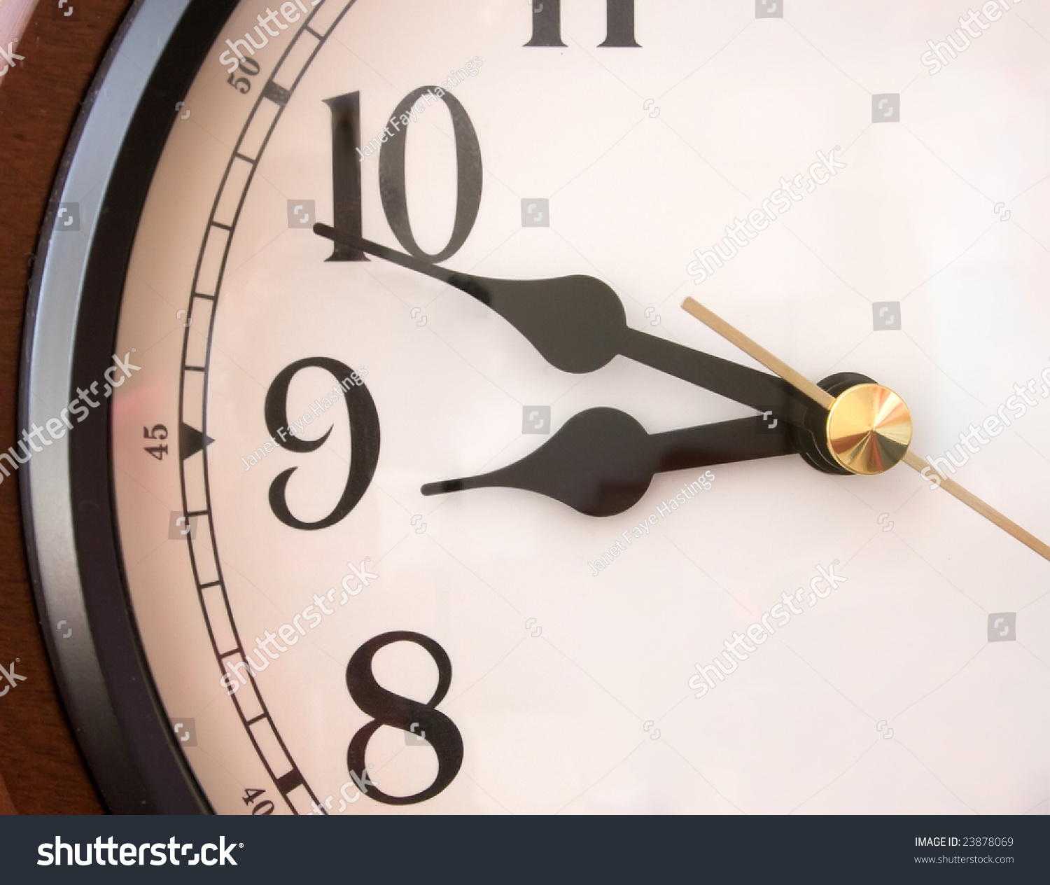 Close Clock Face Showing 10 Minutes Miscellaneous Stock Image