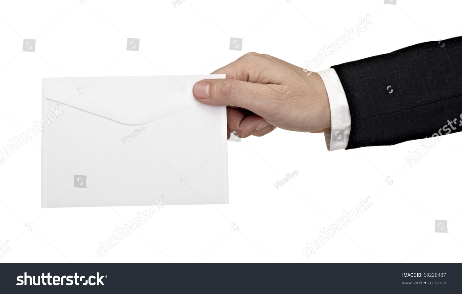 Close Up Of A Hand Holding Blank Note On White Background With Clipping ...