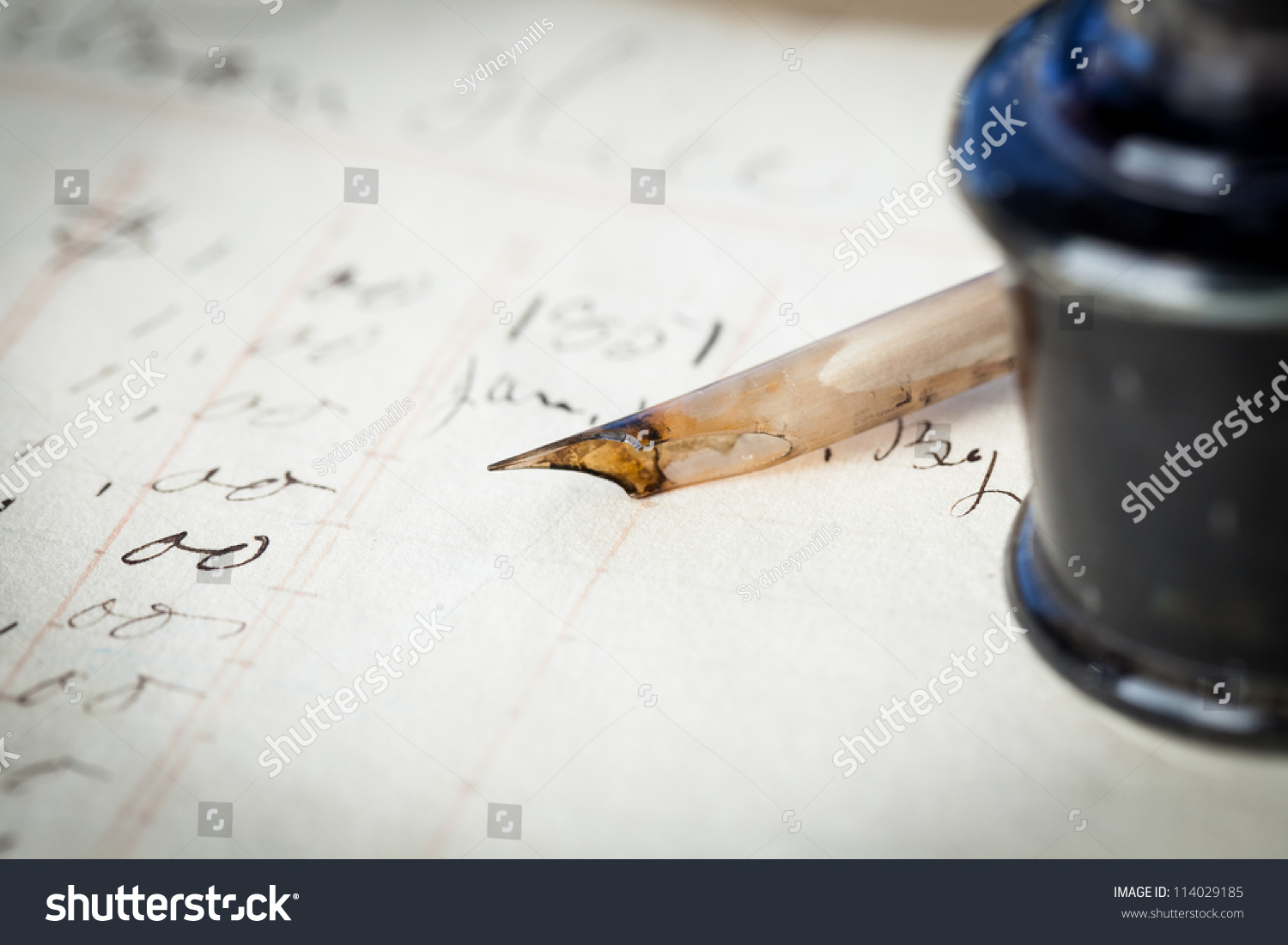 Close Quill Pen Laying On Page Stock Photo 114029185 - Shutterstock