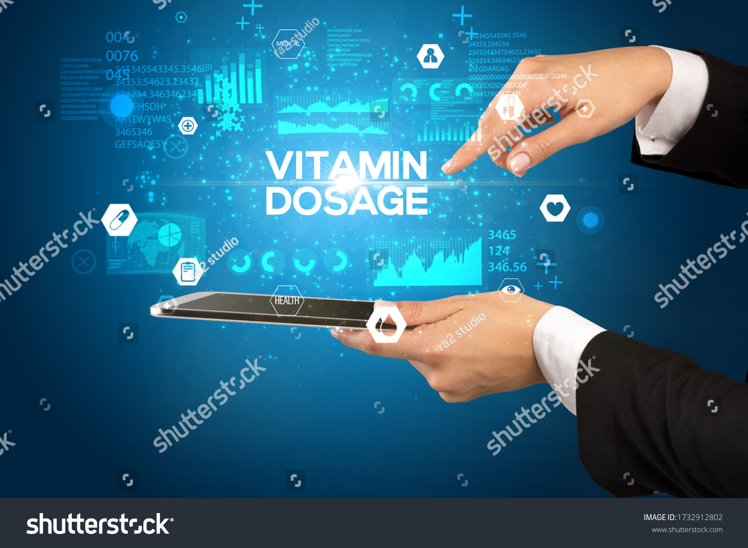  Ocean Colored Classic  Template Design Featuring Close Up of a Touchscreen with VITAMIN DOSAGE