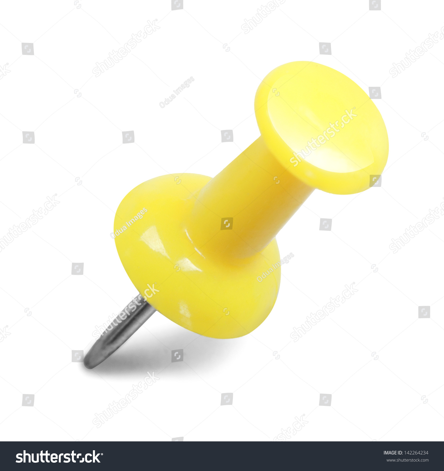 Close Up Of A Yellow Pushpin Isolated On White Background Stock Photo ...