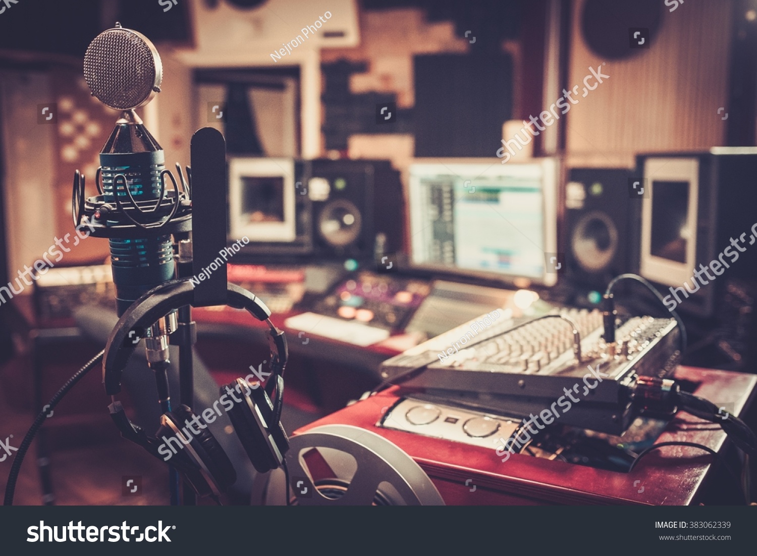 Closeup Boutique Recording Studio Control Desk Stock Photo Edit Now