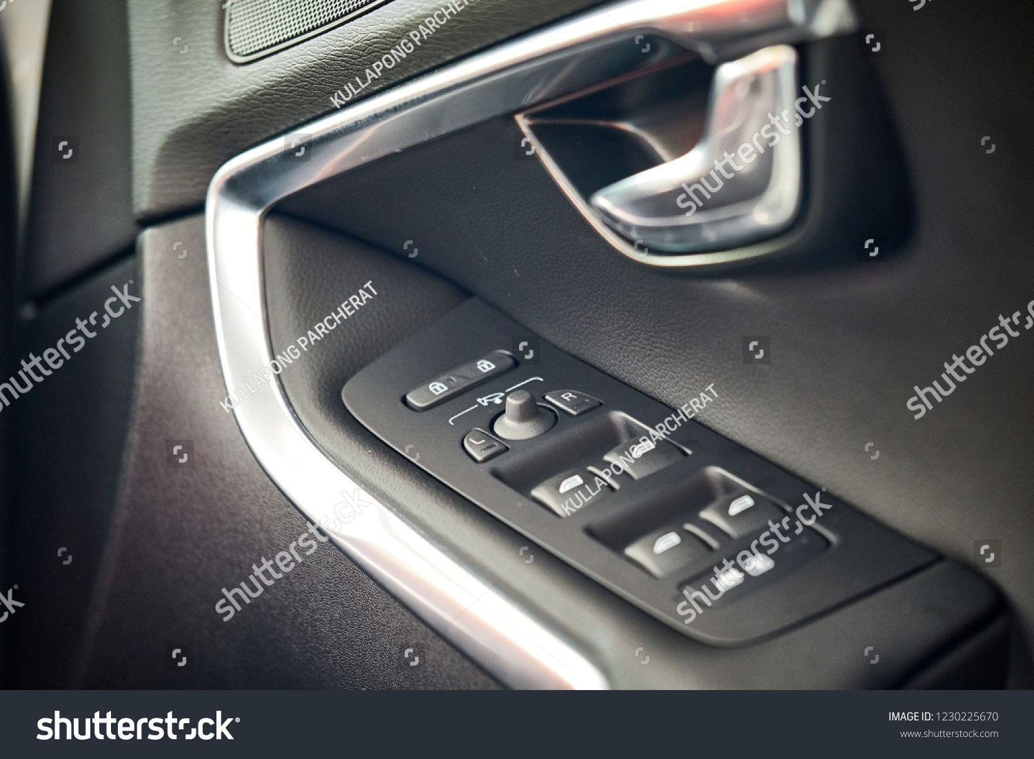 Close Car Door Panel Black Leather Stock Photo Edit Now