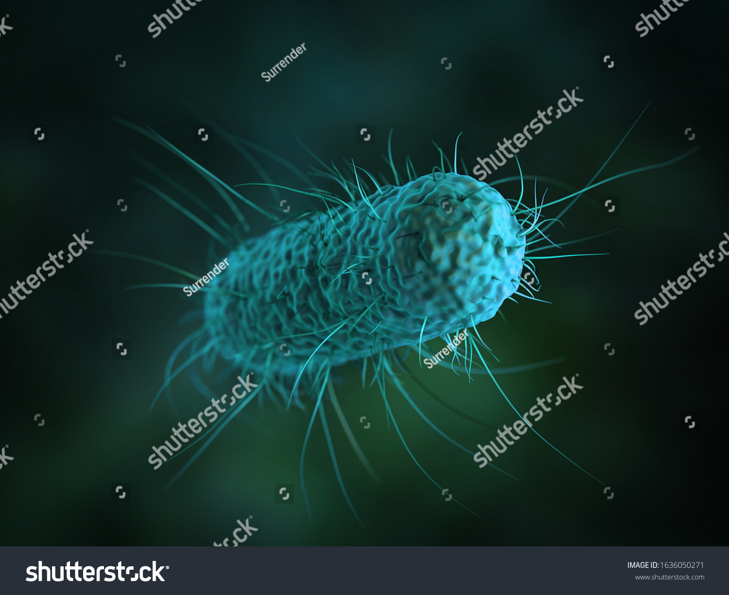 Close 3d Microscopic Bacteria Cells Escherichia Stock Illustration