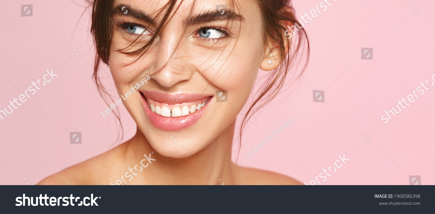 Closeup Fresh Natural Woman Nude Makeup Stock Photo