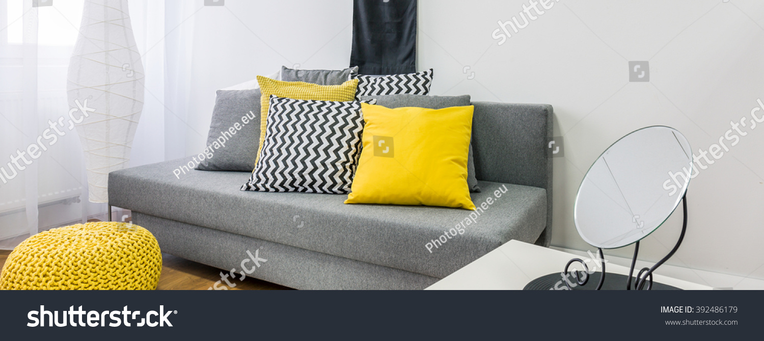 Grey Sofa Yellow Cushions Thesofasiteco