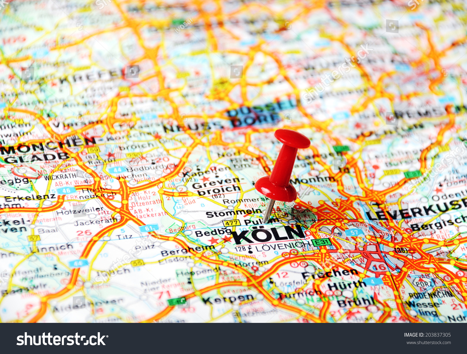 Close Koln Germany Map Red Pin Stockfoto 20   Shutterstock