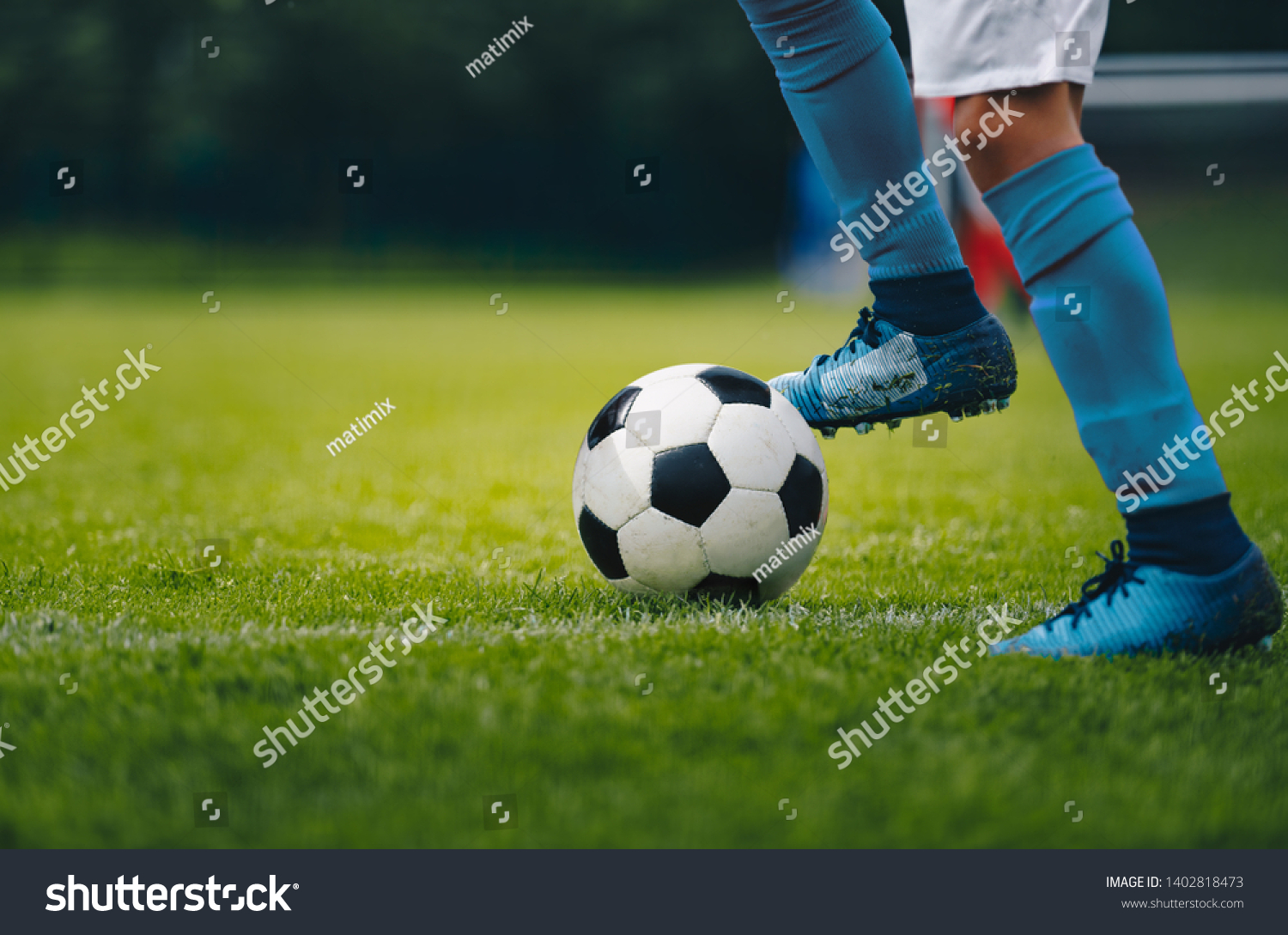 Close Legs Feet Football Player Blue Stock Photo Edit Now