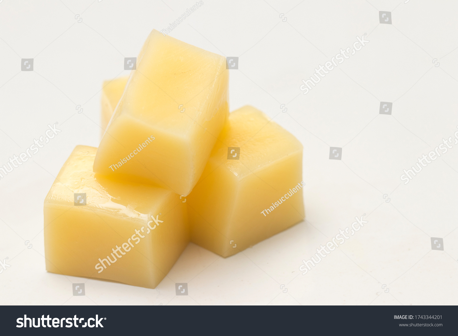 Close Mozzarella Cheese Cubes Isolated On Stock Photo 1743344201 ...