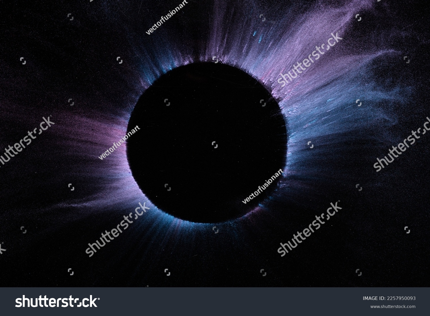  Black Classic  Template Design Featuring Close Up of Multi Coloured Powder and Circle