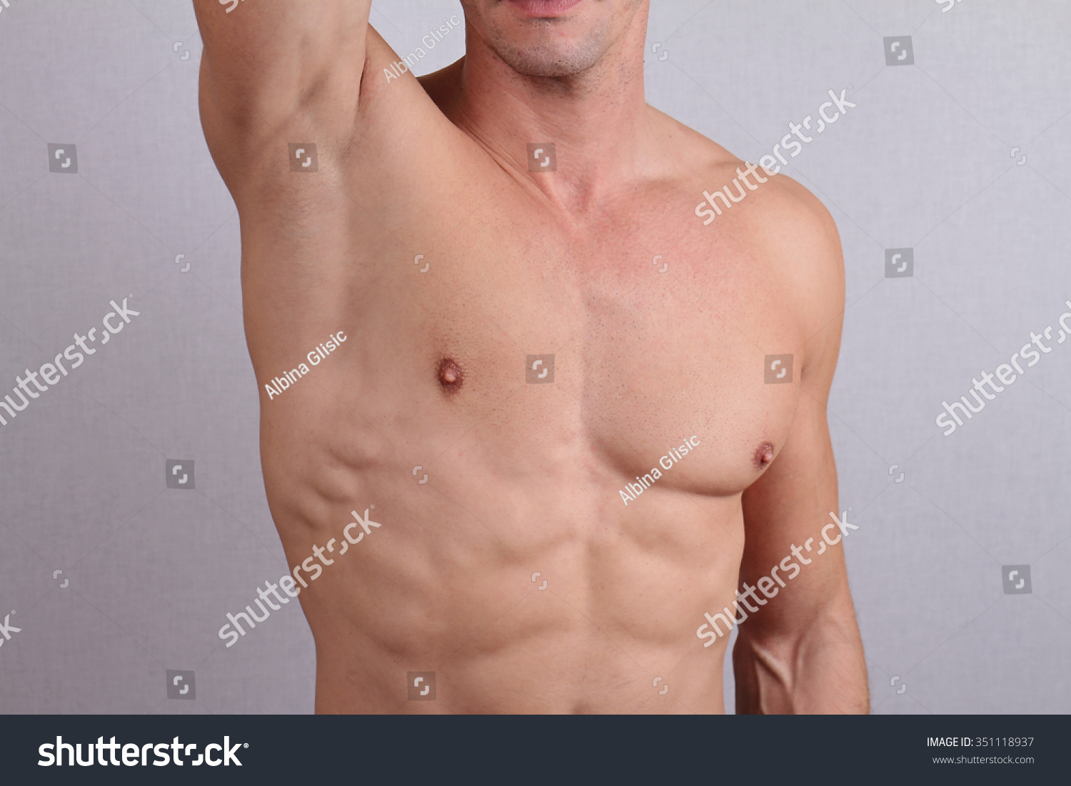 Стоковая фотография 351118937 Close Muscular Male Torso Chest Armpit