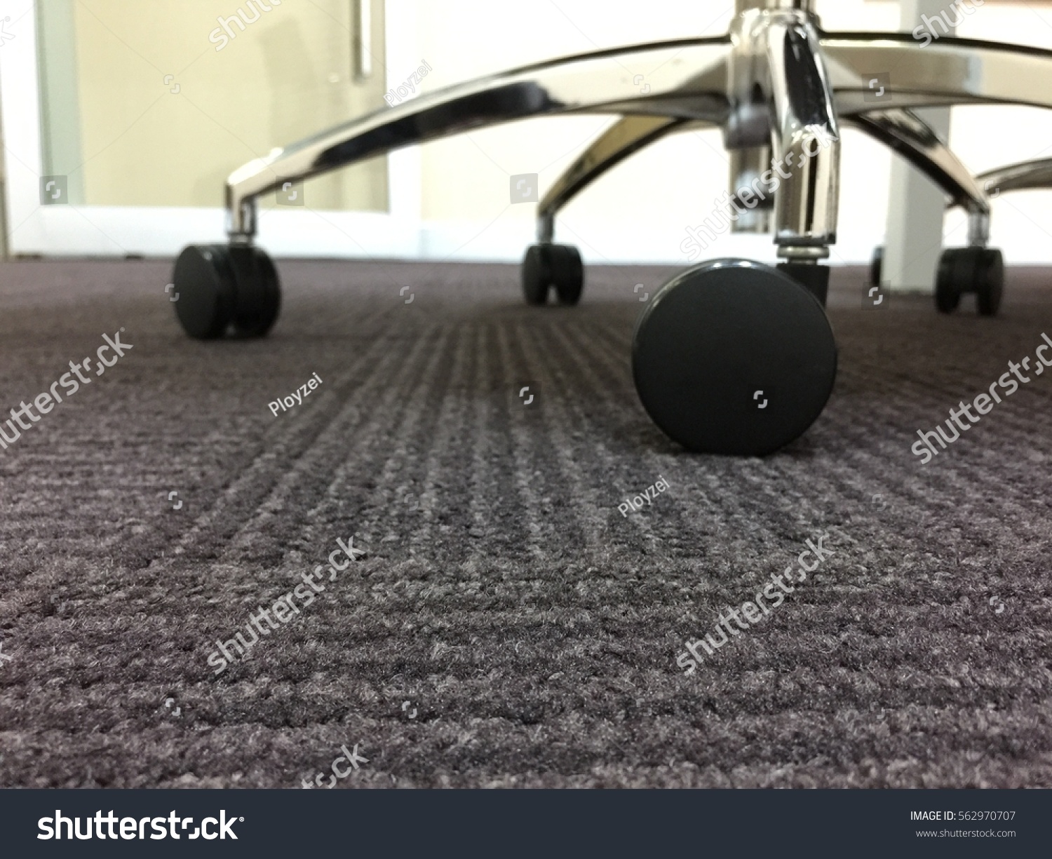 Close Office Chair Wheels On Carpet Stock Photo Edit Now 562970707