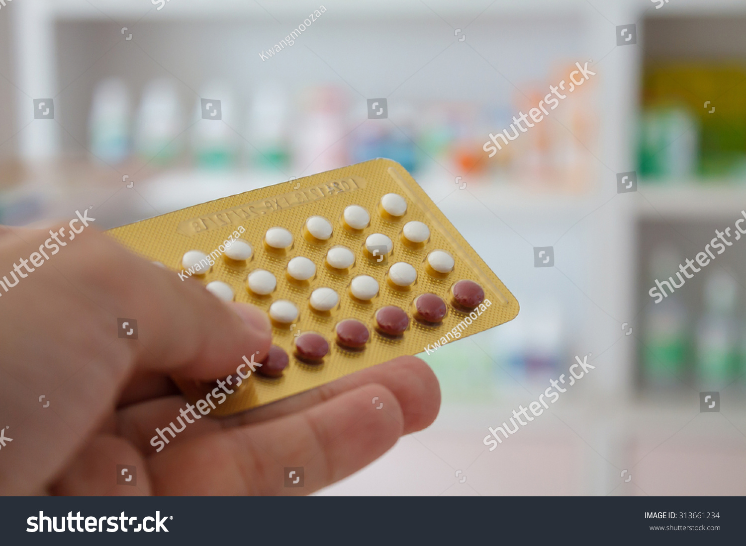 Close Pharmacist Hands Holding Contraceptive Pills Stock Photo Edit Now