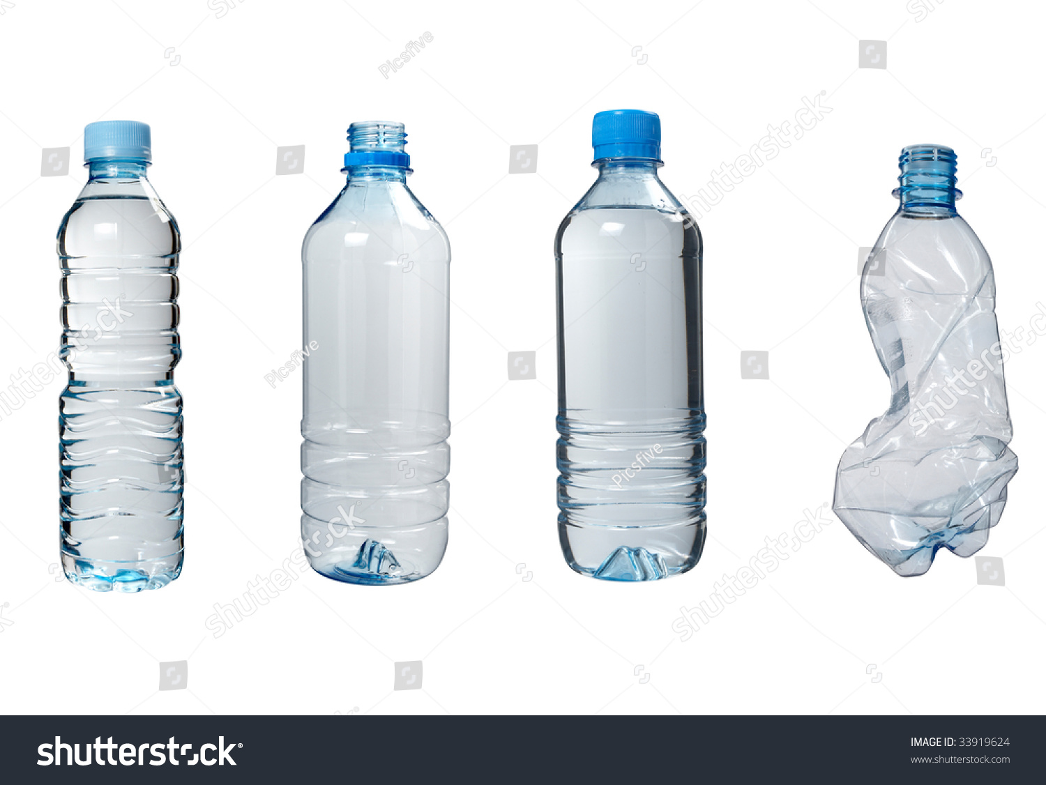 Close Up Of Plastic Bottle On White Background. Each One Is In The Full ...