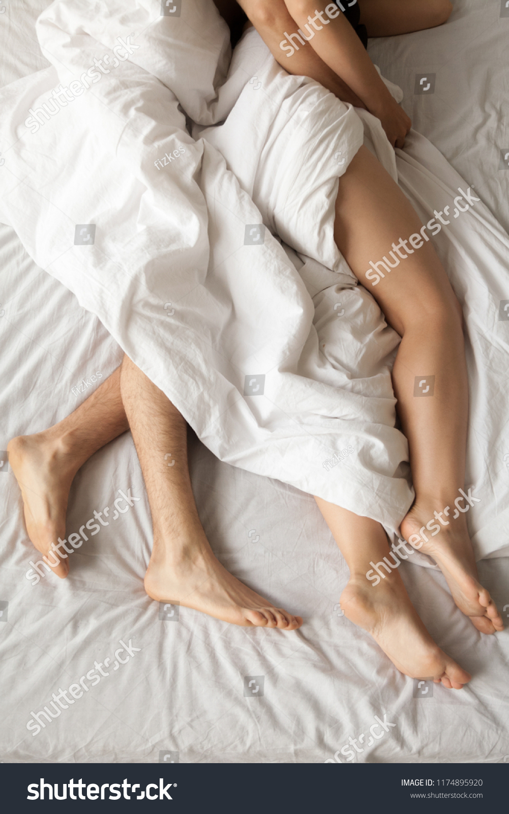Close Romantic Couple Lying Bed Hugging Stock Photo Edit Now 1174895920