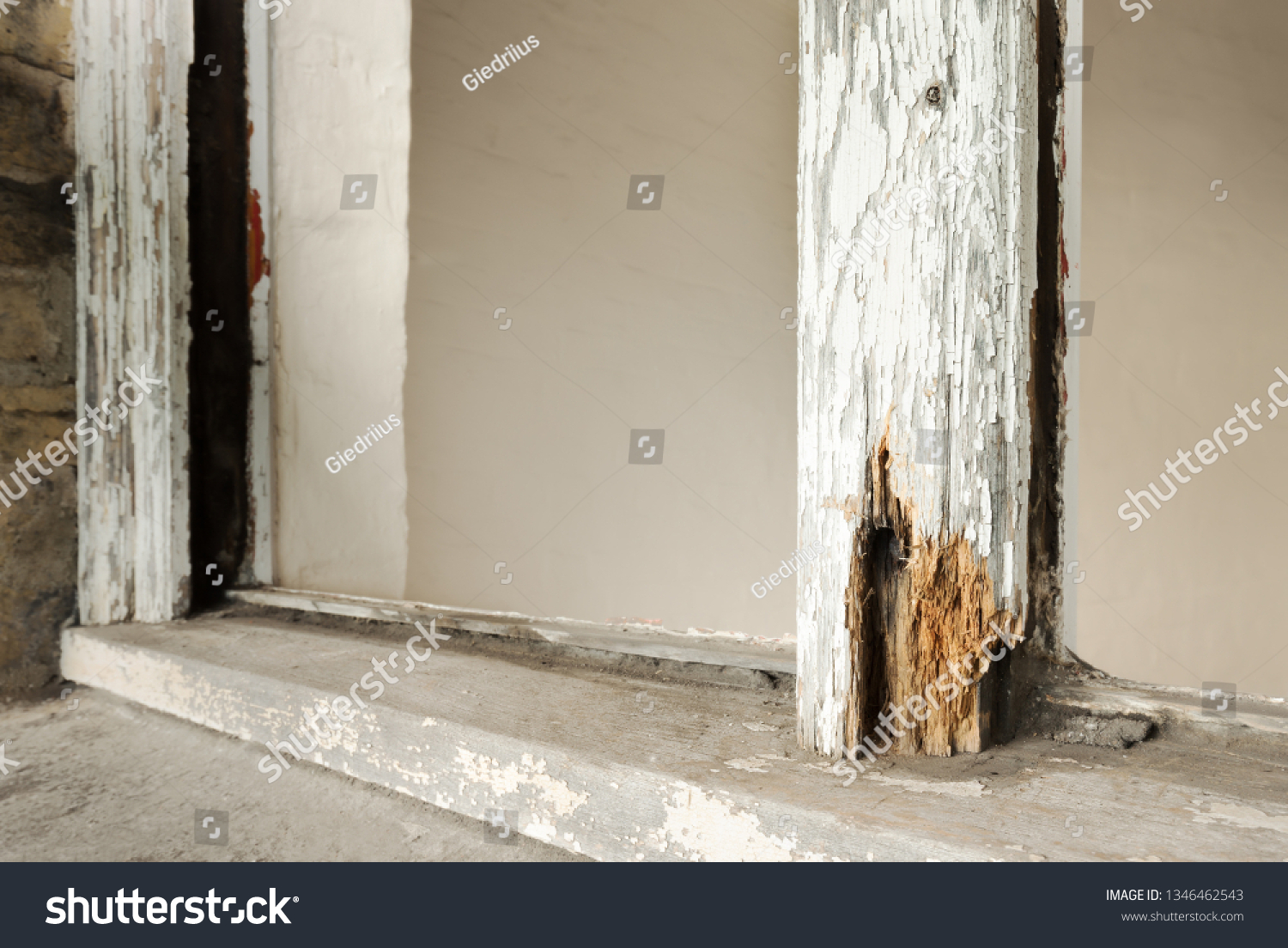 Close Rotten Sash Window Frame Against Stock Photo Edit Now