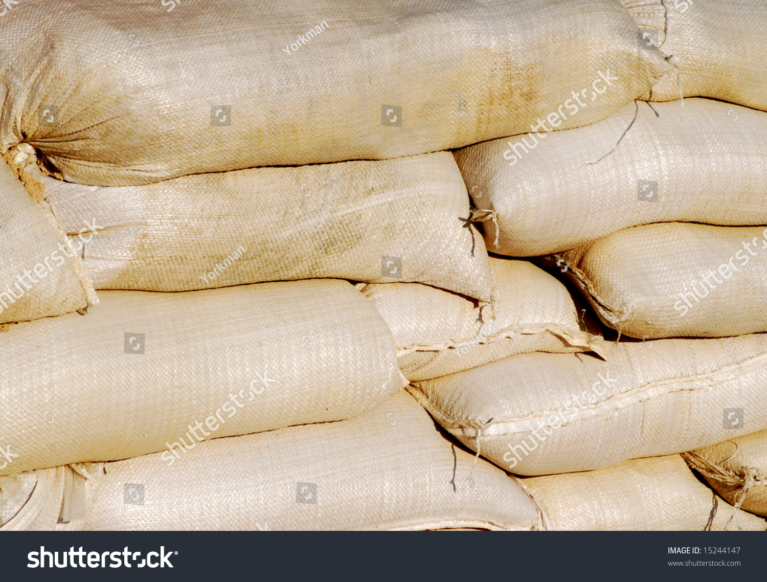 Close-Up Of Sand Bags Stacked In Readiness Of Floods Stock Photo ...