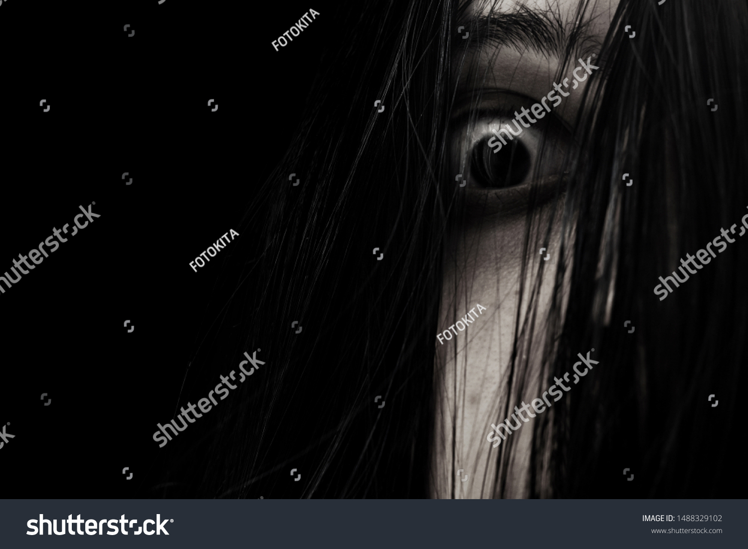 Woman Dark Eyes Horror Images Stock Photos Vectors Shutterstock