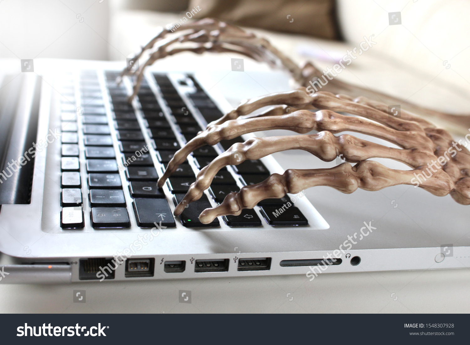 Close Skeleton Typing On Laptop Stock Photo Edit Now 1548307928