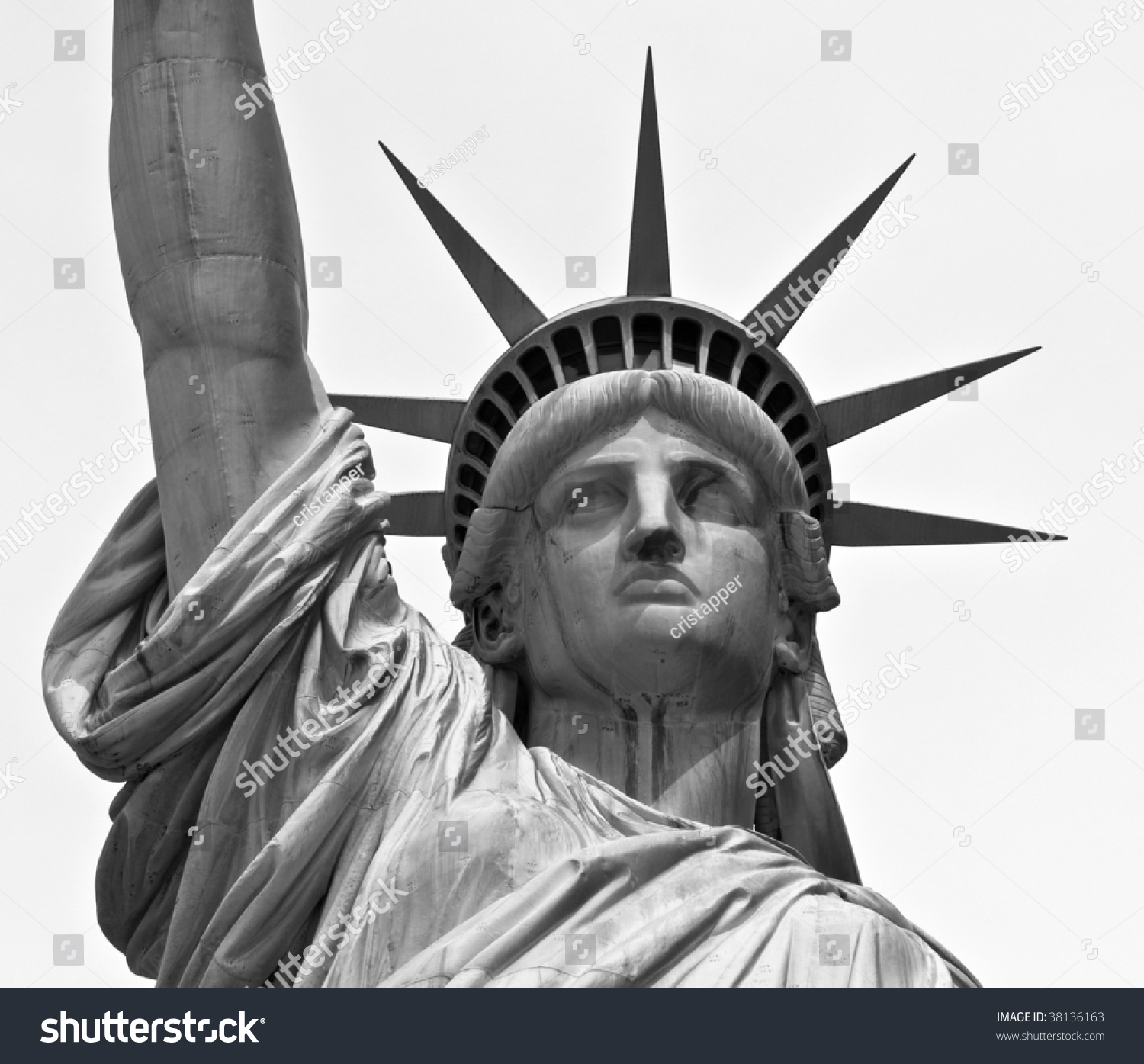 Close Statue Liberty Black White Stock Photo 38136163 - Shutterstock