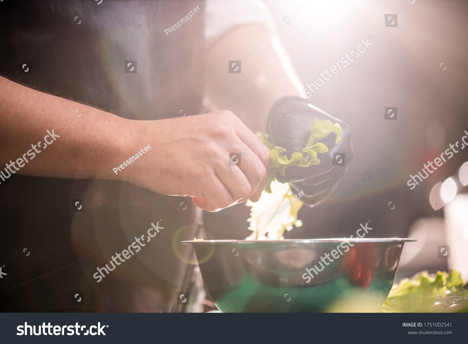  Coral Classic  Template Design Featuring Close Up of Unrecognizable Chef Tearing